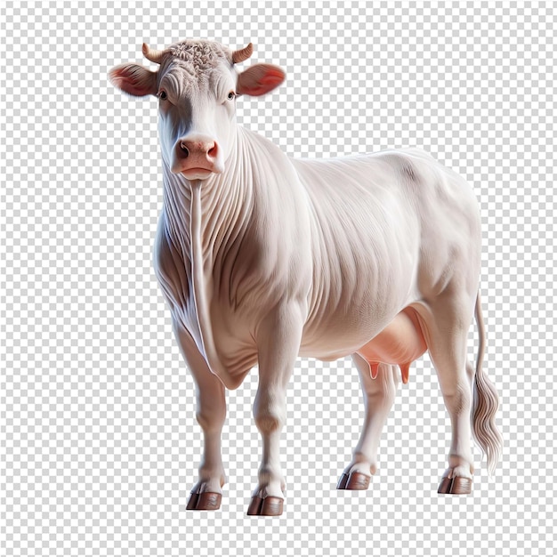 PSD a cow with a pink nose and a white body