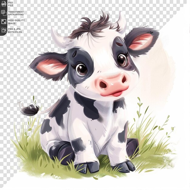 PSD a cow with a tag that says  a cow  on it