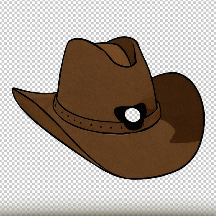 PSD cowboy hoed clipart met een bruine hoed en een klein zwart gat geïsoleerd op een doorzichtige achtergrond