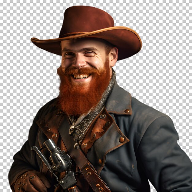 PSD cowboy holding gun isolated on transparent background