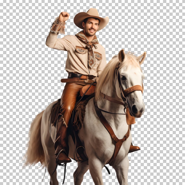 PSD cowboy in horse isolated on transparent background