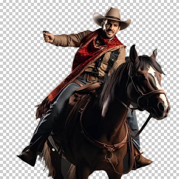 PSD cowboy in horse isolated on transparent background