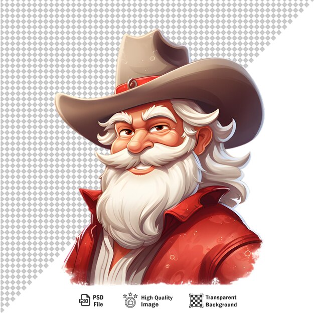 PSD cowboy kerstman geïsoleerd op transparante achtergrond