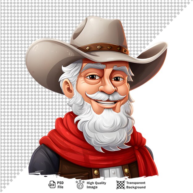 Cowboy babbo natale isolato su sfondo trasparente