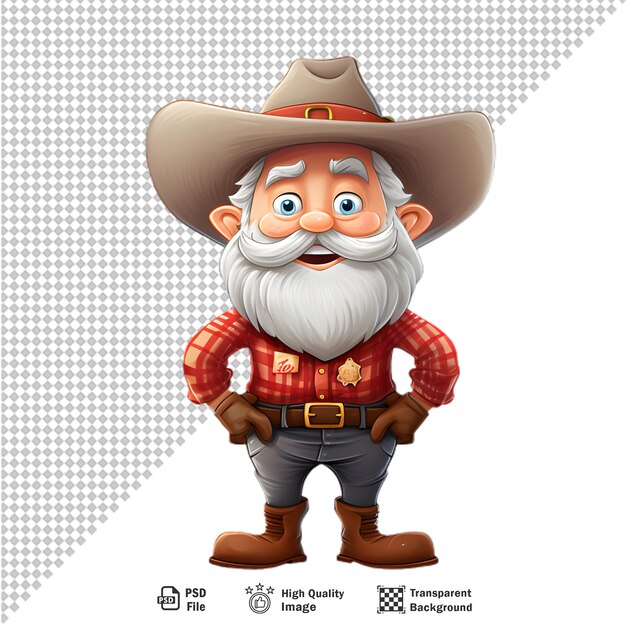 PSD cowboy santa claus isolated on transparent background