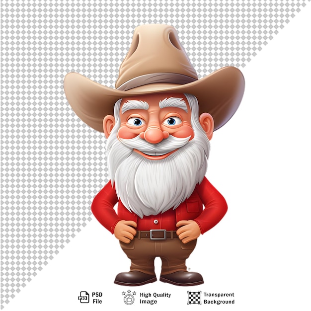 PSD cowboy santa claus isolated on transparent background