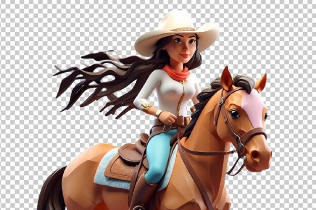 PSD cowgirl su un cavallo cartone animato 3d creativo