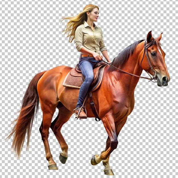 PSD cowgirl su un cavallo