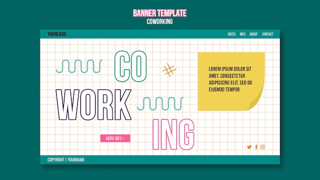 Coworking concept banner template