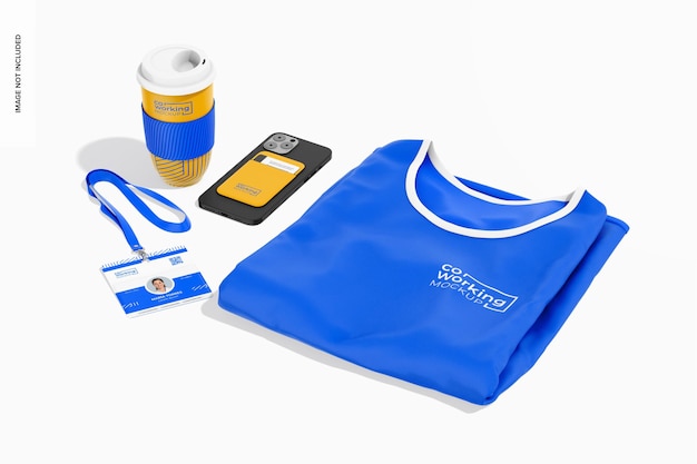 Prospettiva del mockup del kit di coworking