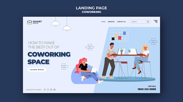 Coworking space landing page template