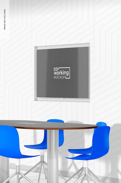 PSD coworking vergaderruimte mockup rechts uitzicht