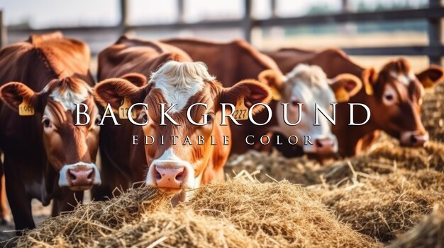 PSD cows eating hay in the pen in a cattle ranch