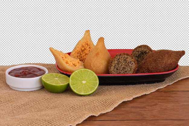 Coxinha and kibe traditional fried brazilian food png transparent background