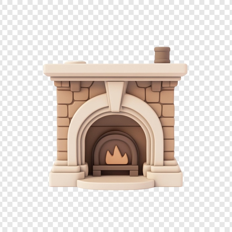 PSD cozy 3d rendered fireplace warm home design