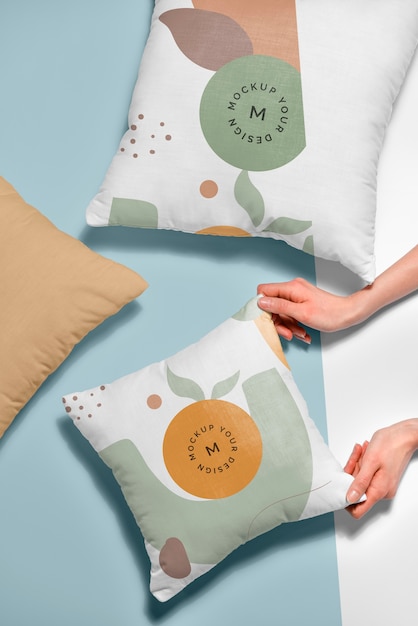 PSD cozy cushion fabric mock-up