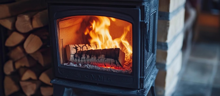PSD cozy fireplace interior