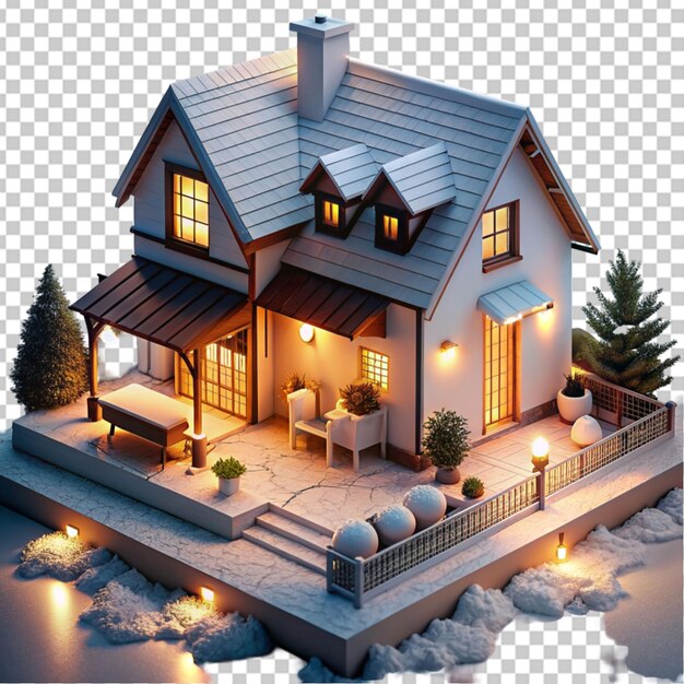 PSD a cozy house 3d style light ambient