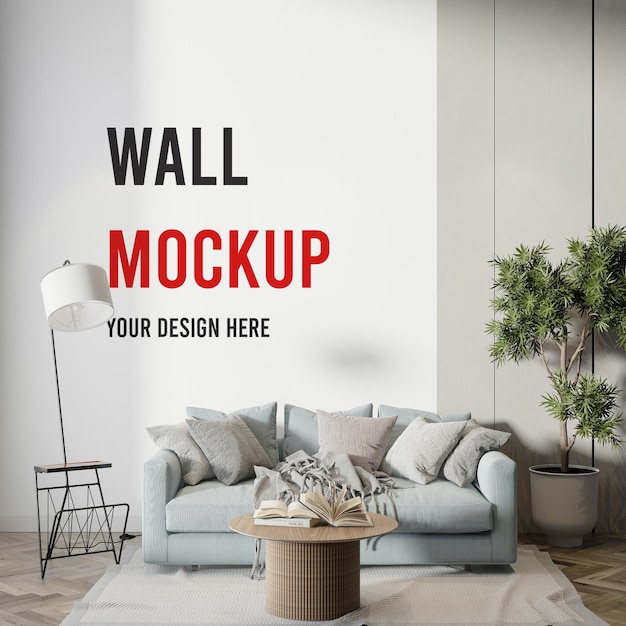 PSD cozy living room wall mockup