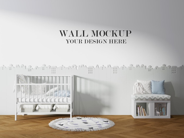 Cozy nursery room wall mockup