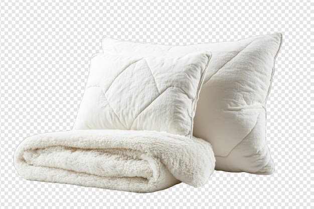 cozy pillow nestled under a soft blanket for a warm and inviting bedroom atmosphere with isolated on transparent background