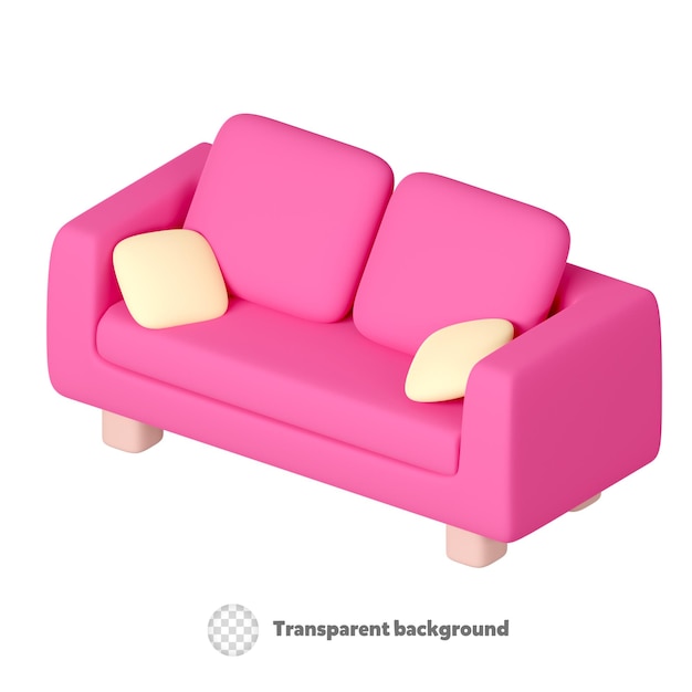 Cozy sofa icon isolated 3d render illustration