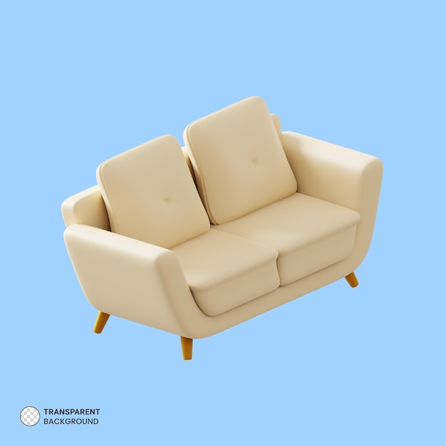 PSD cozy sofa set icon isolated 3d render illustration