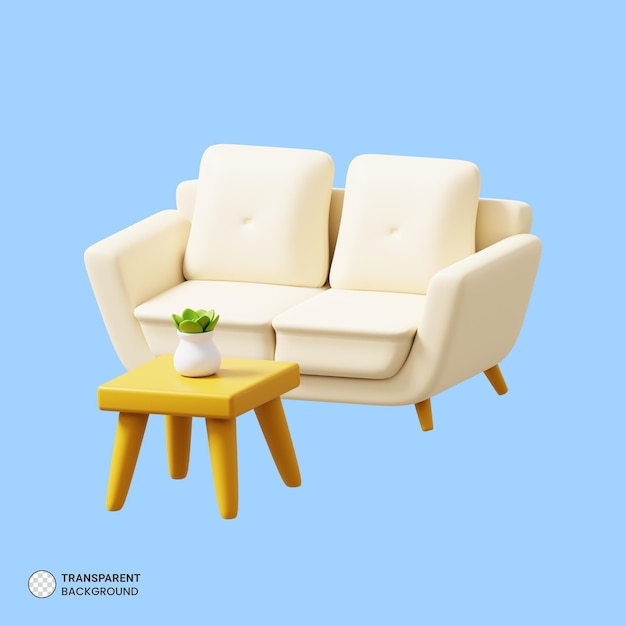 Cozy sofa set icon isolated 3d render illustration