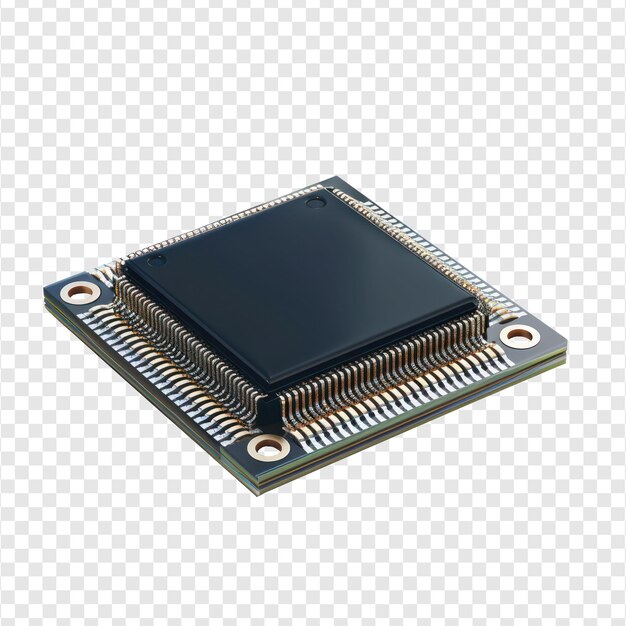 CPU computer microchips technology isolate on transparency background PSD