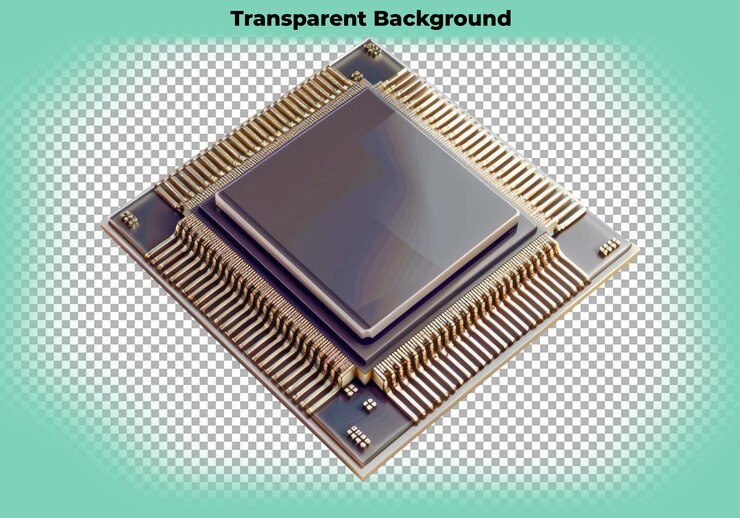 PSD cpu processor isolated on transparent background