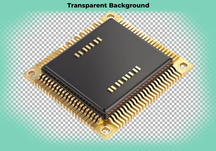 PSD cpu processor isolated on transparent background