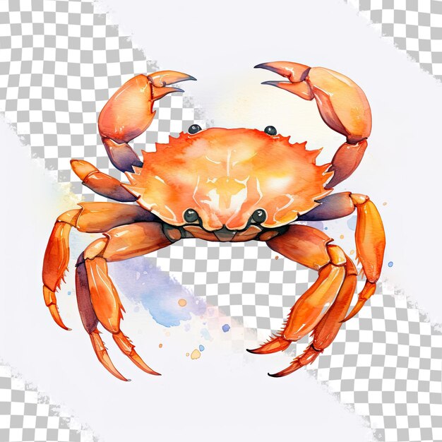 PSD crab illustration for children s birthday invites painted with watercolors and isolated on a transparent background