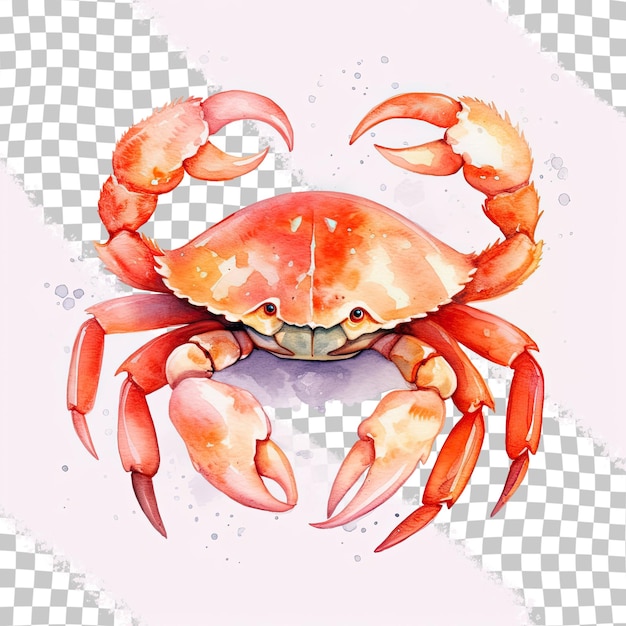 PSD crab illustration for children s birthday invites painted with watercolors and isolated on a transparent background