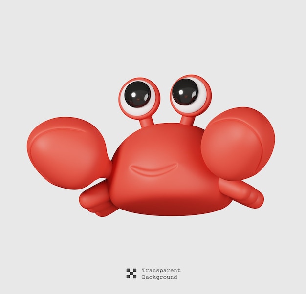 PSD crab isolated. sea and beach cartoon icon. summer vacations and ocean theme. 3d illustration