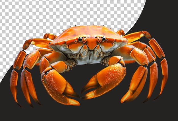 A crab with a black background and the moon in the transparent background