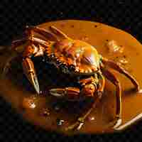 PSD a crab with a crab on its back and a sauce of it