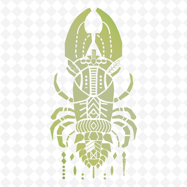 PSD a crab with a green and green pattern on the front