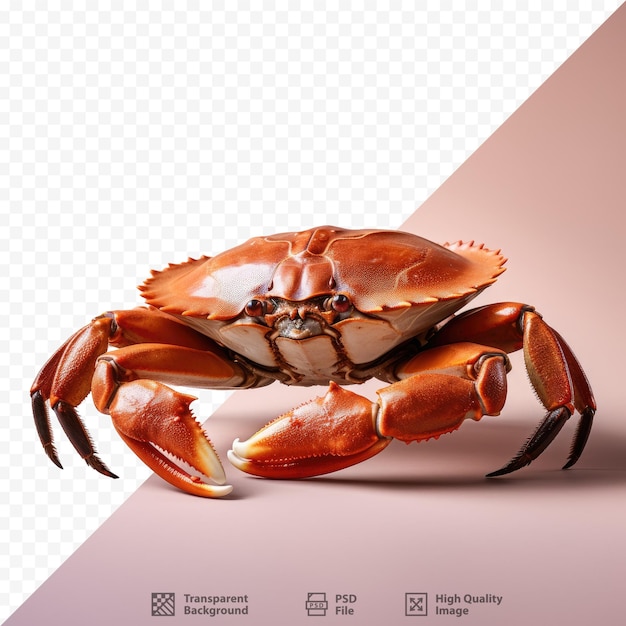 A crab with a red background and the words 