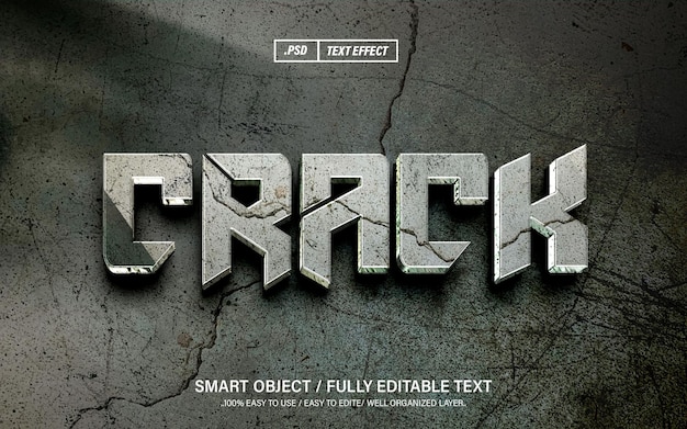 PSD crack 3d editable psd text effect