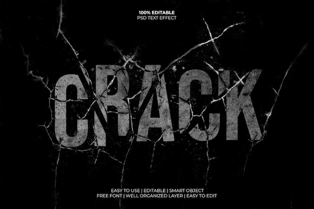 PSD crack cracked broken editable text effect