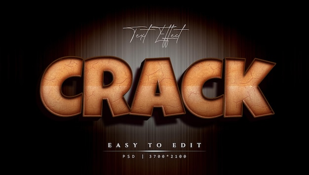 PSD crack style photoshop 3d editable text effect