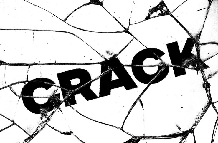 PSD crack text on shattered glass
