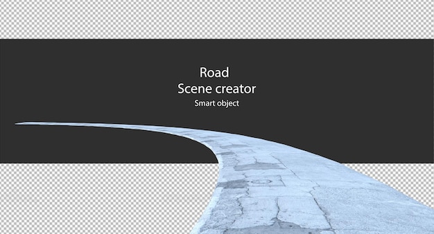 PSD cracked asphalt road isolated