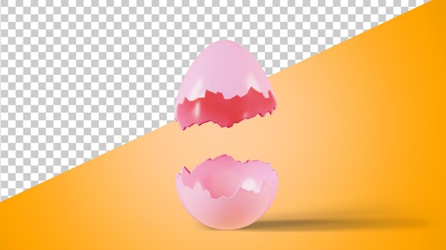 PSD cracked chocolate egg with raspberry or strawberry flavor pink chocolate egg 3d rendering