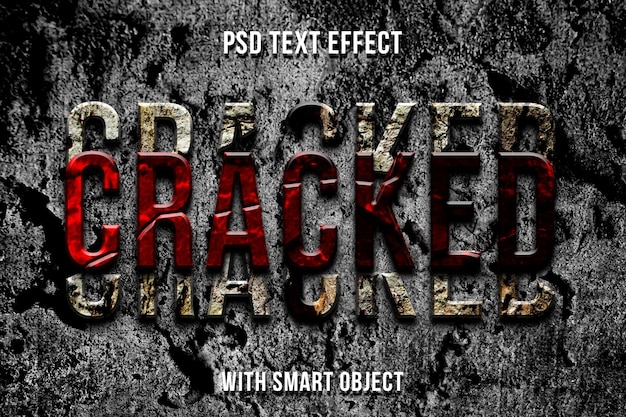 PSD cracked editable text effect