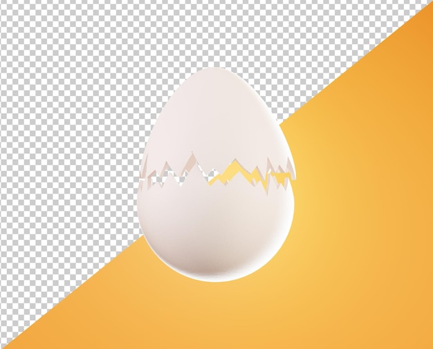 PSD cracked egg 3d render design of easter elements white chicken egg with cracks 3dxa