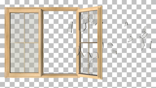 cracked glass double windows house office