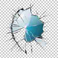 PSD cracked glass effect isolated on transparent background