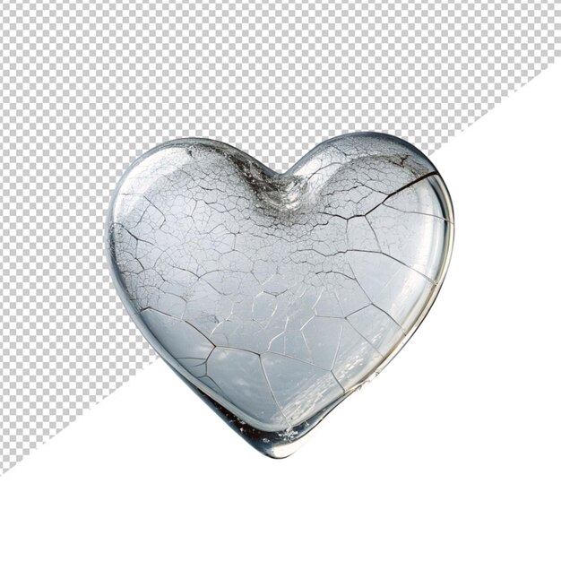 PSD cracked glass heart on transparent background