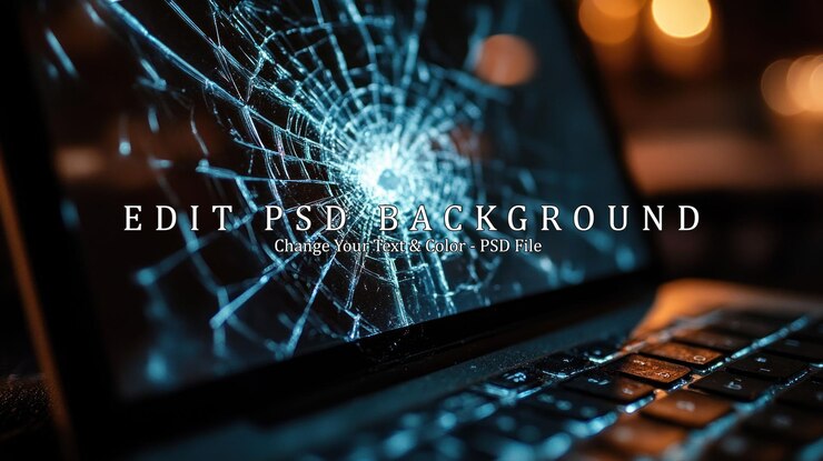 PSD cracked laptop screen